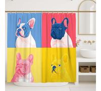 Tenda da doccia con cani francesi, decorazione colorata in stile pop art per il bagno, tenda in tessuto impermeabile per gli amanti dei cani, 183 x 183 cm