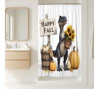 Tenda da doccia con dinosauri, decorazione da bagno con zucca autunnale, girasole, fantasiosa tenda in tessuto impermeabile con ganci, per la stanza dei bambini, 91 x 183 cm