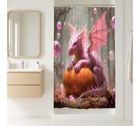 Tenda da doccia con drago fantasia, pesca magica creatura Halloween decorazione per il bagno, tenda da doccia in tessuto impermeabile con ganci 91,4 x 183,8 cm