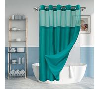 Tenda da doccia con fodera in PEVA con chiusura a scatto, qualità da hotel, con riquadro superiore trasparente, lavabile in lavatrice e impermeabile, verde acqua, 180 x 188 cm