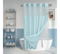 Tenda da doccia con fodera in PEVA con chiusura a scatto, qualità da hotel, con riquadro superiore trasparente, lavabile in lavatrice e impermeabile, blu, 180 x 188 cm
