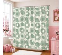 Tenda da doccia con forme geometriche, forme arrotondate moderne e contemporanee, motivo sovrapposto, senza verde, in tessuto impermeabile, con piedini a artiglio, decorazione per dormitorio