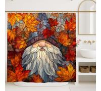 Tenda da doccia con gnomo autunnale, in vetro colorato arancione e rosso, decorazione per il bagno, design rustico autunnale con ganci, perfetta per la casa e come regalo, 183 x 213 cm