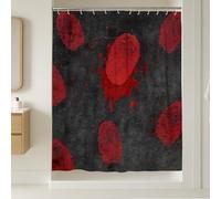 Tenda da doccia con impronte digitali, decorazione per il bagno con motivo nero e rosso, tenda da doccia moderna artistica in tessuto impermeabile con ganci, 183 x 238 cm