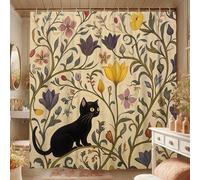 Tenda da doccia con motivo floreale, stile vintage con fiori colorati, decorazione per il bagno per autunno inverno, elegante tenda da doccia in tessuto ispirato alla natura, set con ganci, 152 x 183