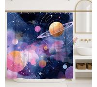 Tenda da doccia con motivo galassia, acquerello cosmico cielo notturno decorazione per il bagno, primavera estate spazio moderno astratto tenda da doccia in tessuto impermeabile set con ganci 91,8 x