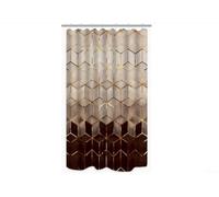 Tenda da doccia con motivo marmorizzato marrone sfumato con elementi geometrici audaci e raffinate linee dorate per la decorazione della casa