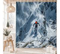 Tenda da doccia con paesaggio montano per sciatori invernali estremi, 137 x 198 cm