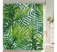 Tenda da doccia con pianta verde tropicale 210x240cm/Larghezza x AltezzaTenda da bagno lavabile con stampa di foglie in tessuto di poliestere impermeabile con 12 ganci per tende