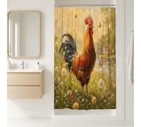 Tenda da doccia con stalla di gallo, rustica campagna farfalla dente di leone primavera marrone tessuto impermeabile Clawfoot vasca tenda da doccia decorazione per bagno dormitorio toile 91 x 183 cm
