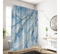 Tenda da doccia con stampa digitale con motivo marmo blu 190x240cm/Larghezza x Altezza Divisorio per bagno in poliestere impermeabile, tessuto lavabile in lavatrice