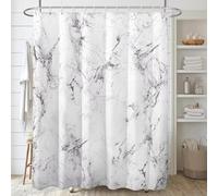 Tenda da doccia con stampa in marmo bianco 105x160cm/Larghezza x Altezza Decorazione minimalista per il bagno in poliestere, lavabile in lavatrice, con 12 ganci in plastica bianca