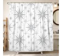 Tenda da doccia con stelle, moderna e minimalista, con cometa a cerchio, nessuna grigia, impermeabile, tenda decorativa per bagno e camera degli ospiti, 152 x 183 cm