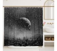 Tenda da doccia con teschio gotico, decorazione per il bagno del cimitero infestato nero bianco e nero, tenda da doccia in tessuto impermeabile con ganci, 183 x 183 cm