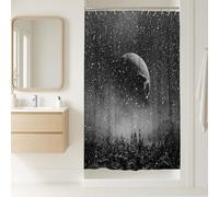 Tenda da doccia con teschio gotico, decorazione per il bagno del cimitero infestato nero bianco e nero, in tessuto impermeabile, con ganci, 91 x 183 cm