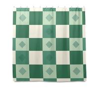 Tenda da doccia decorativa in tessuto idrorepellente a quadretti color crema a quadretti con gancio, in poliestere, lunga e lavabile, grande, per casa, bagno, cortina de tela para ba?o, 182 x 183 cm