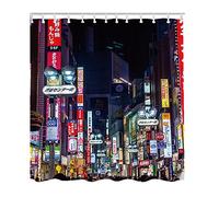 Tenda da doccia del distretto di Shibuya di Tokyo, Giappone, quartieri più colorati e affollati, tende da doccia impermeabili per il bagno con 12 ganci ad occhiello, 60 x 72 pollici