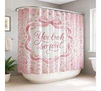 Tenda da doccia extra larga con fiocco, romantica, fantasiosa, farfalla, fiore, primavera, pesca, poliestere, impermeabile, tende per vasca da bagno, decorazione per camera degli ospiti, 274 x 183 cm