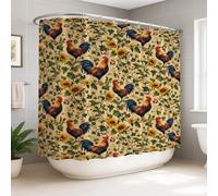 Tenda da doccia extra larga con gallo, rustica girasole e vite raccolta giallo impermeabile, tessuto toile tenda da doccia per bagno, vasca da bagno, appartamento, decorazione 274 x 183 cm