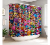 Tenda da doccia extra larga, moderna, con sfere colorate e gocce d'acqua, estiva, multicolore, impermeabile, tessuto toile, tenda da doccia per bagno, decorazione per camera degli ospiti, 274 x 183 cm