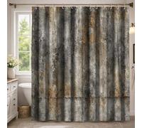 Tenda da doccia extra lunga, in stile industriale, moderna, grigia, lavabile, con ganci, decorativa, per bagno, camera degli ospiti, 183 x 240 cm