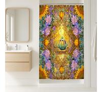 Tenda da doccia fantasiosa, vivace decorazione floreale con zucca, decorazione da bagno, fantasia autunnale, arte magica, impermeabile, tenda da doccia in tessuto con ganci, 91 x 183 cm
