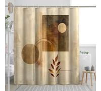 Tenda da doccia geometrica astratta, marrone beige, moderna arte minimalista, decorazione per il bagno, tenda da doccia in tessuto impermeabile autunno inverno con ganci, 183 x 198 cm