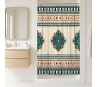Tenda da doccia geometrica, color foglia di tè ruggine beige con motivo dei nativi americani, decorazione per il bagno, moderna, bohémien, rustica, impermeabile, in tessuto con ganci, 91 x 183 cm