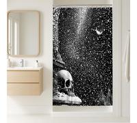 Tenda da doccia gotica, nero bianco cielo stellato, decorazione per il bagno, tenda da doccia moderna artistica in tessuto impermeabile con ganci, 91 x 183 cm