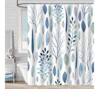 Tenda da doccia impermeabile con stampa botanica blu,traspirante e lavabile in lavatrice,tessuto impermeabile,arredamento moderno per il bagno in stile fattoria (137x203 cm (larghezza x altezza)