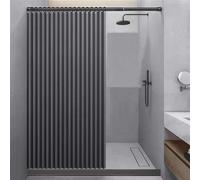 Tenda da Doccia in Lino Impermeabile - Antimuffa, antispruzzo, Design ponderato, Include Ganci e magneti per Una Facile Installazione - Elegante Arredamento per Il Bagno