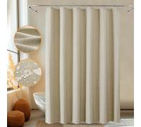 Tenda da doccia in lino, resistente tenda da doccia in tessuto di lino con orlo ponderato che riduce il soffiaggio, morbida tenda da doccia impermeabile con 12 ganci in acciaio inox, 182,9 x 198,1 cm