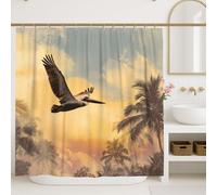 Tenda da doccia in pellicano, tenda da doccia con tramonto arancione giallo cielo, decorazione per il bagno, tenda da doccia in tessuto impermeabile con ganci, 152 x 183 cm