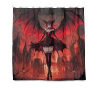 Tenda da doccia in stile anime Demonic Beauties Dark Castle, decorativa, impermeabile, lavabile con gancio, in poliestere, resistente, lavabile, per bagno, decorazione autunnale, decorazione di