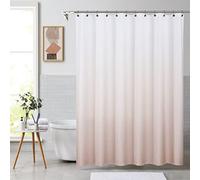 Tenda da doccia in tessuto a nido d'ape color rosa, resistente all'acqua, decorativa da bianco a fard rosa, con stampa sfumata, per bagno, spa, hotel, con 12 occhielli, 177,8 x 182,9 cm