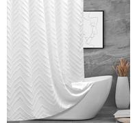 Tenda da doccia in tessuto bohémien, 183 x 183 cm, moderna, shabby chic, trapuntata, a righe, minimalista, per bagno