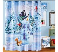 Tenda Da Doccia In Tessuto Con Pupazzo Di Neve E Amici Invernali Di Natale