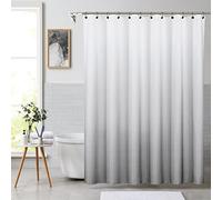 Tenda da doccia in tessuto grigio Ombre con motivo a cialda e impermeabile, con stampa sfumata, per bagno, spa, hotel, con 12 occhielli (bianco panna/grigio, 177,8 x 182,9 cm)