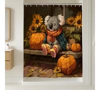 Tenda da doccia Koala, tenda da doccia autunnale arancione girasole, decorazione per il bagno, collezione autunnale, design con animali carini, tenda da doccia in tessuto impermeabile con ganci, 183 x