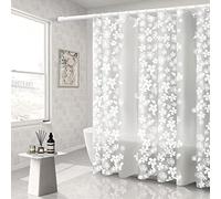 Tenda da doccia lavabile, bianca, ad angolo, 200 x 240 cm, trasparente, vintage, motivo floreale, fiocco di neve, vasca da bagno, antimuffa