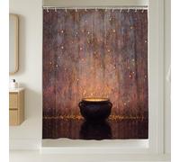 Tenda da doccia magica, decorazione da bagno viola eterea, luce oro, autunno inverno, artistico, astratto, impermeabile, tenda da doccia in tessuto con ganci, 137 x 198 cm