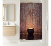 Tenda da doccia magica, decorazione da bagno viola eterea, luce oro, autunno inverno, artistico, astratto, impermeabile, tenda da doccia in tessuto con ganci, 91 x 183 cm