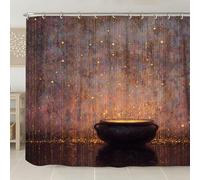 Tenda da doccia magica, decorazione da bagno viola eterea, luce oro, autunno inverno, artistico, astratto, impermeabile, tenda da doccia in tessuto con ganci, 274 x 183 cm