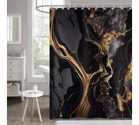 Tenda da doccia Marmo 180x200, Hnmdmyi Nero e oro Glitter Tende da doccia Astratto crepa inchiostro Texture Arte moderna di lusso Tenda da bagno Poliestere impermeabile Tessuto lavabile Tenda da bagno