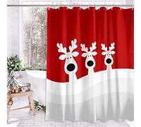 Tenda da doccia natalizia, tende da doccia con alce di buon Natale per bagno, decorazione per la casa del bagno in fattoria invernale, simpatica decorazione invernale con pupazzo di neve, 182 x 183 cm
