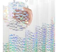 Tenda da doccia olografica sottile 3D EVA cubo, 182 x 182 cm, in plastica trasparente leggera di alta qualità, con occhielli in metallo antiruggine, per box doccia, vasche da bagno (senza ganci)