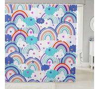 Tenda da doccia per bambini, 182,9 x 213,4 cm (larghezza x lunghezza), motivo: fumetti, nuvole, stelle, graffiti, tenda da bagno per ragazzi e ragazze, con cuori romantici, hippie e boho, impermeabile
