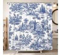 Tenda da doccia per casa, classica rustica con rose e alberi N/a blu, in poliestere impermeabile, tenda da doccia decorativa per bagno e dormitorio, 183 x 198 cm