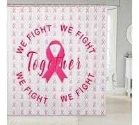 Tenda da doccia per la consapevolezza del cancro al seno, per bancarelle, vasche da bagno, regalo ispiratore, set di tende da doccia per il bagno, tende da bagno, rosa scuro, bianche, impermeabili