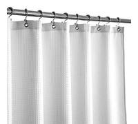 Tenda da doccia piccola in tessuto largo 106,7 cm, tessuto a nido d'ape, spa di lusso per hotel, peso 230 g/m², idrorepellente, lavabile in lavatrice, tenda decorativa da bagno con motivo piqué bianco